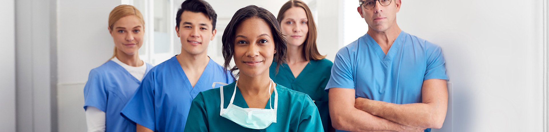 A team of medical staff in scrubs aboard a cruise ship | MSC Cruises A team of medical staff in scrubs aboard a cruise ship | MSC Cruises