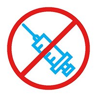 A syringe crossed out with a red circle, symbolizing no injections | MSC Cruises A syringe crossed out with a red circle, symbolizing no injections | MSC Cruises