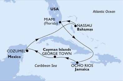 Estados Unidos, Jamaica, Gran Caimán, México, Bahamas