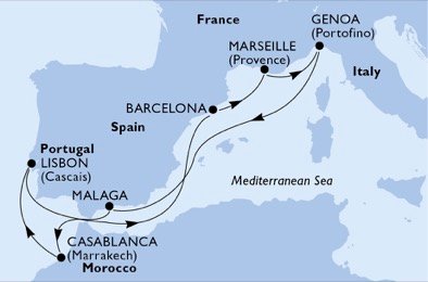 Italia, España, Marruecos, Portugal, Francia