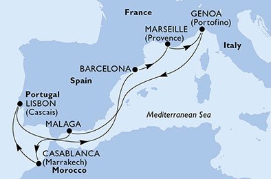 España, Francia, Italia, Marruecos, Portugal