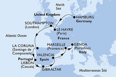 Alemania, Francia, Francia, España, Portugal, Gibraltar, Italia