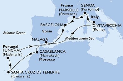 España, Marruecos, Portugal, Italia, Francia