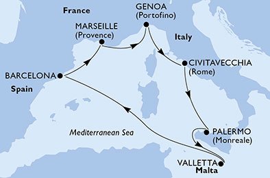 Italia, Malta, España, Francia