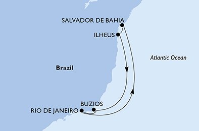 Río de Janeiro, Salvador de Bahía , Ilhéus, Buzios, Río de Janeiro