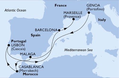 Italia, España, Marruecos, Portugal, Francia