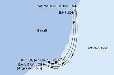 Río de Janeiro, Salvador de Bahía , Ilha Grande, Buzios, Río de Janeiro, Salvador de Bahía , Ilhéus, Buzios, Río de Janeiro