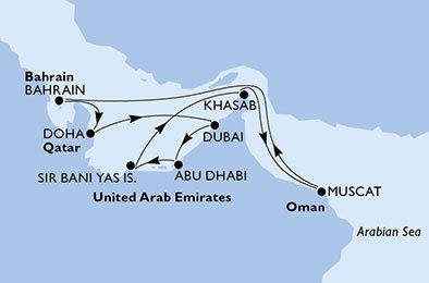 Emiratos Árabes Unidos, Omán, Bahréin, Qatar