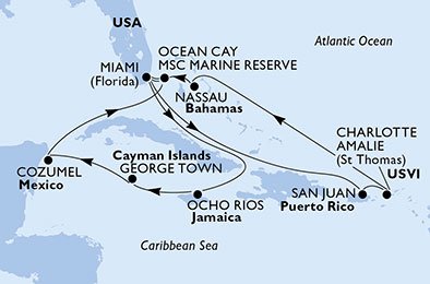 Estados Unidos, Puerto Rico, Islas Vírgenes (Estadounidenses), Bahamas, Jamaica, Gran Caimán, México