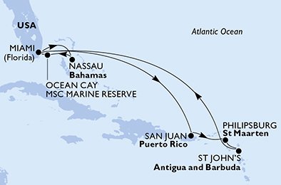 Estados Unidos, Bahamas, Puerto Rico, St. Maarten, Antigua y Barbuda