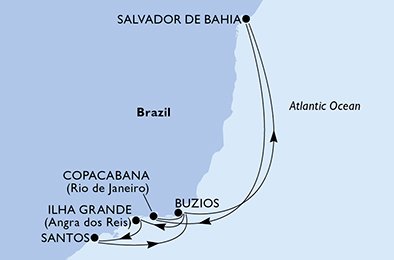Salvador de Bahía , Copacabana, Buzios, Ilha Grande, Santos, Buzios, Salvador de Bahía