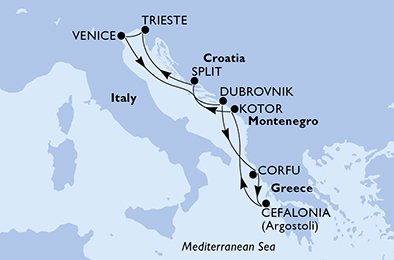 Italia, Croacia, Grecia, Montenegro