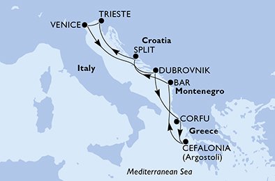 Italia, Croacia, Grecia, Montenegro