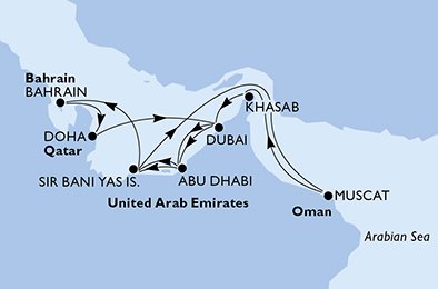 Qatar, Emiratos Árabes Unidos, Omán, Bahréin